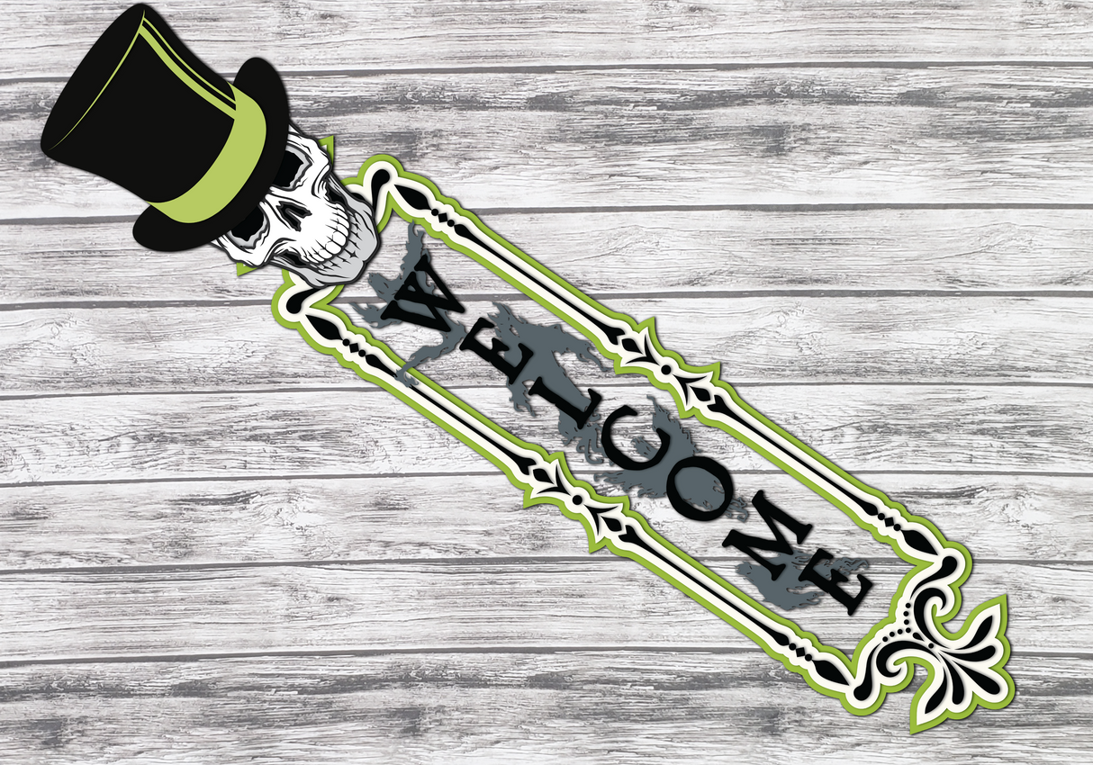 Haunted Mansion Skull Welcome Porch Leaner SVG