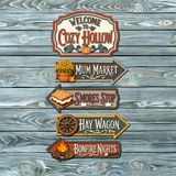 Cozy Hollow Fall Directional Sign Post with Base SVG