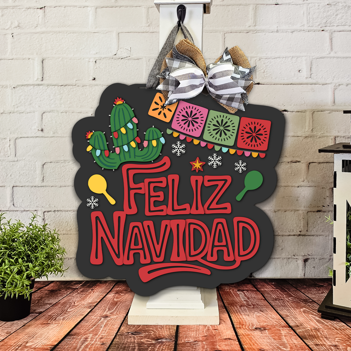 Feliz Navidad Cactus Door Hanger - DIY Unfinished Kit - Lvl 2