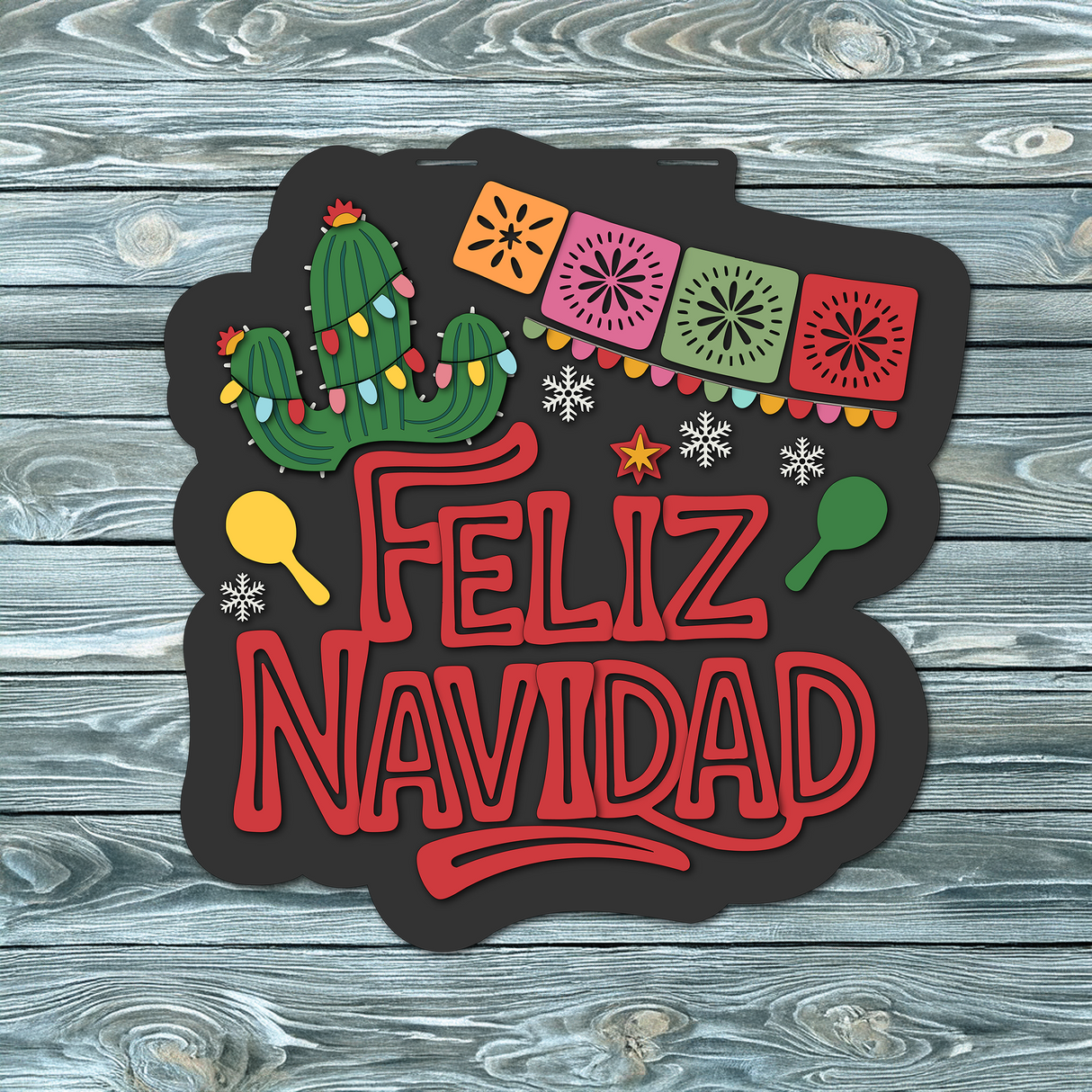 Feliz Navidad Cactus Door Hanger SVG