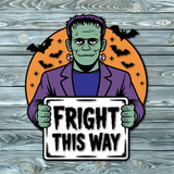 Fright This Way Frankenstein Door Hanger SVG