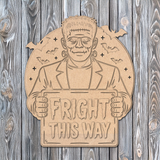 Fright This Way Frankenstein Door Hanger - DIY Unfinished Kit - Lvl 2