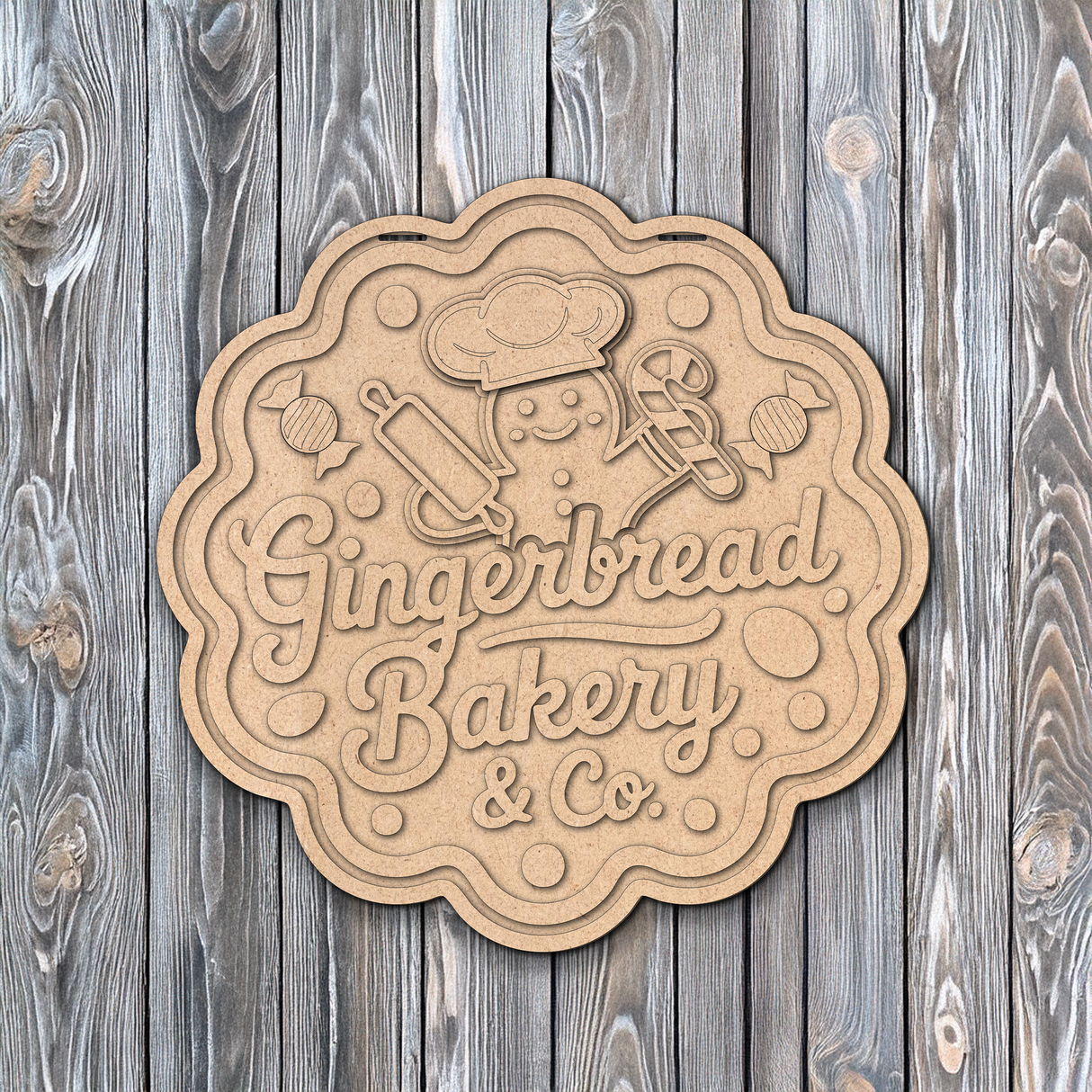 Gingerbread Bakery and Co Door Hanger - DIY Unfinished Kit - Lvl 2