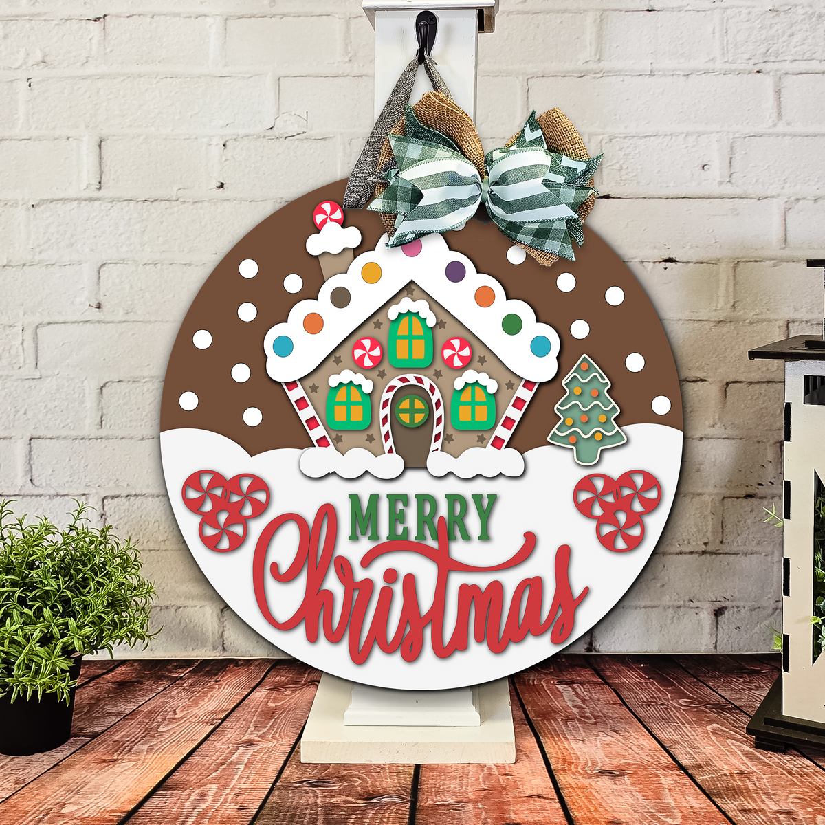 Merry Christmas Gingerbread House Door Hanger - Finished – Kim ...