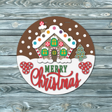 Merry Christmas Gingerbread House Door Hanger SVG