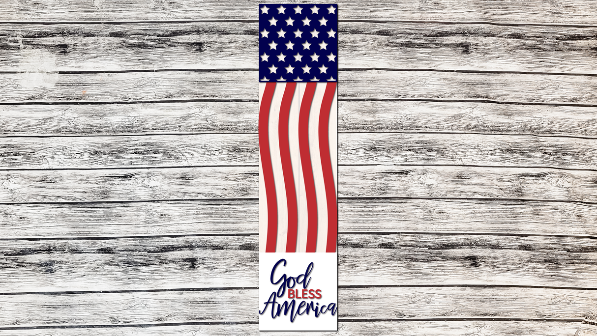 Flag God Bless America Vertical Porch Leaner SVG
