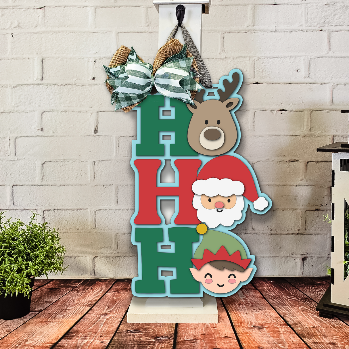 HO HO HO Faces Door Hanger - DIY Unfinished Kit - Lvl 1