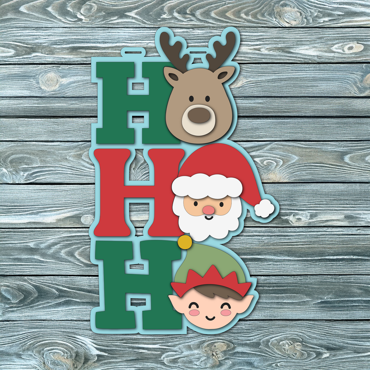 HO HO HO Faces Door Hanger SVG