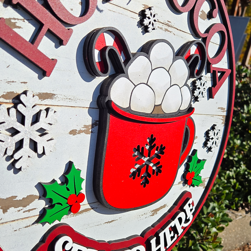 Hot Cocoa Served Here Door Hanger - DIY Unfinished Kit - Lvl 2