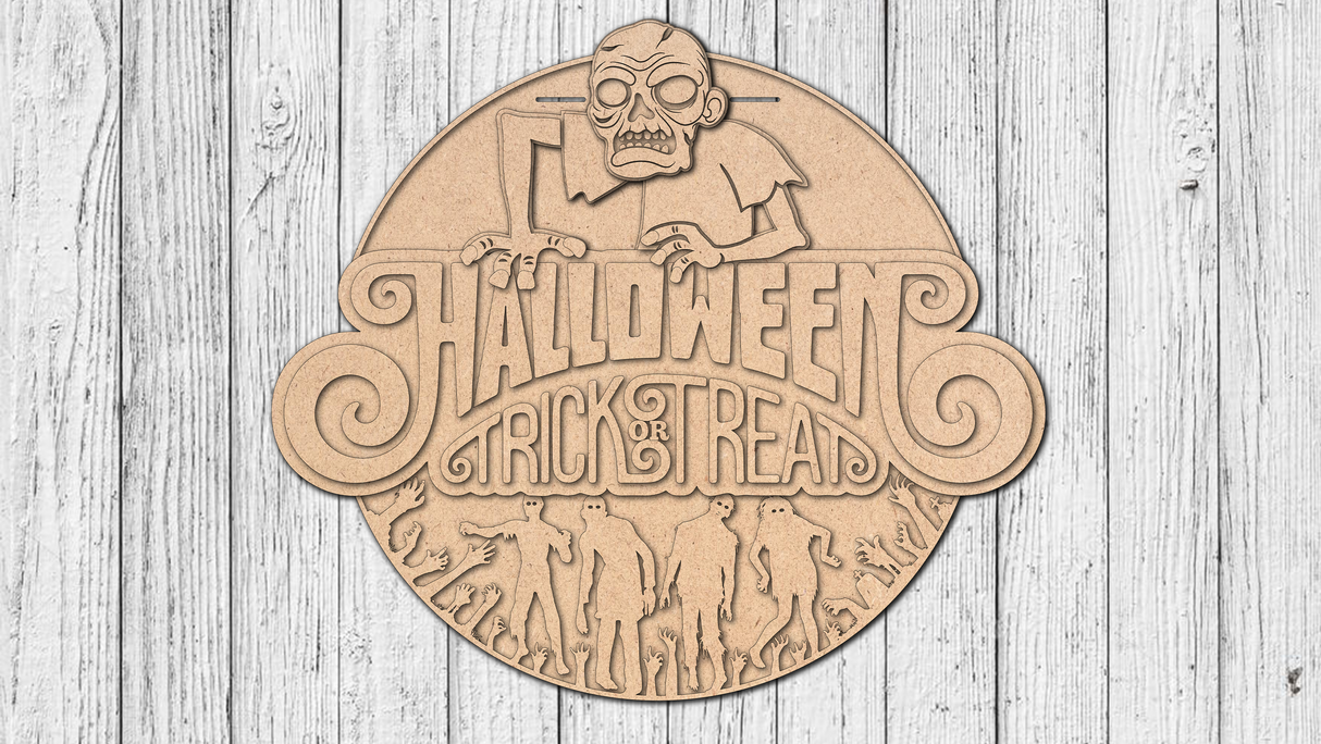 Halloween Trick Or Treat Zombie Door Hanger - DIY Unfinished Kit - Lvl 2