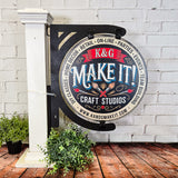 Custom Craft Booth Hanging Sign for Pop-Up Tents Double-Sided UV Printed Round Market Sign with Hanger