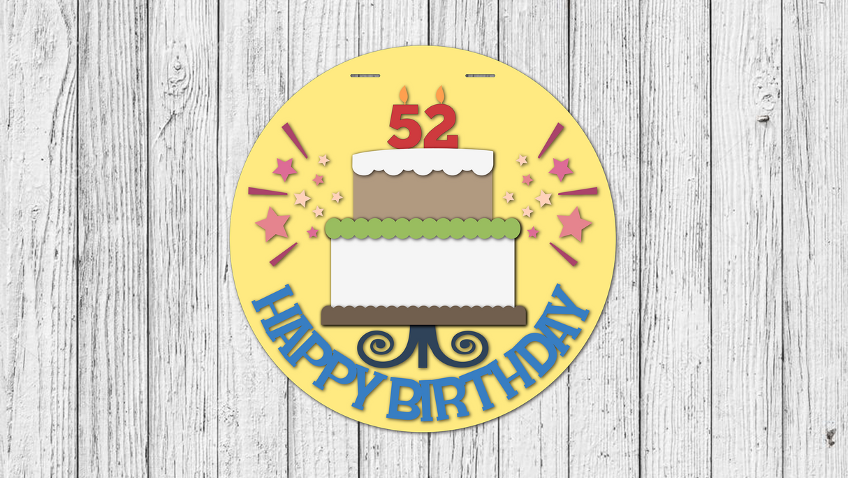 Happy Birthday Interchangeable Age Door Hanger - DIY Unfinished Kit - Lvl 2