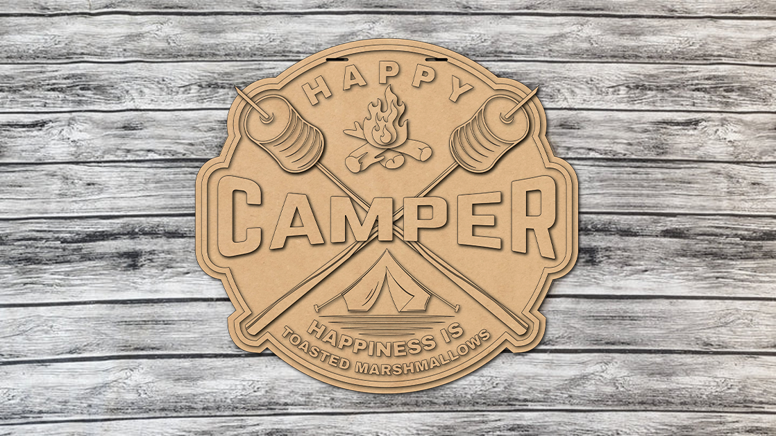 Happy Camper Marshmallow Sticks Door Hanger DIY Unfinished Kit