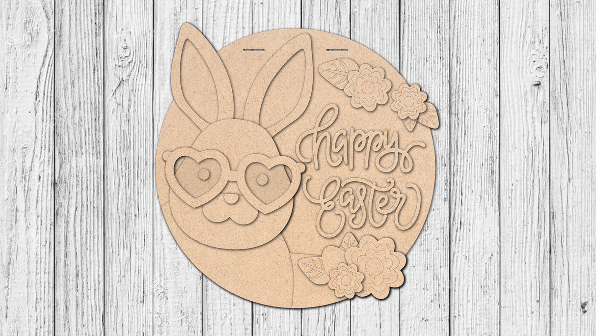 Happy Easter Bunny Door Hanger - DIY Unfinished Kit - Lvl 2