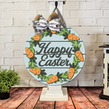 Happy Easter with Carrots Wreath Door Hanger SVG