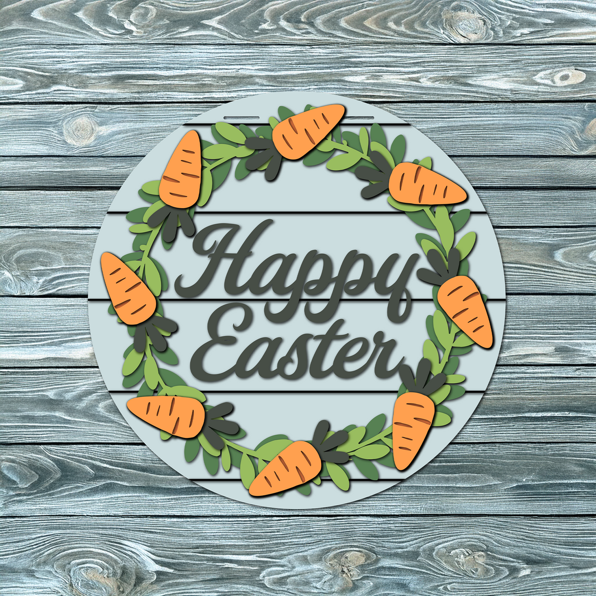 Happy Easter with Carrots Wreath Door Hanger SVG