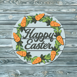 Happy Easter with Carrots Wreath Door Hanger SVG