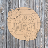 Happy Halloween with Pumpkin Stripes Door Hanger  - DIY Unfinished Kit - Lvl 2