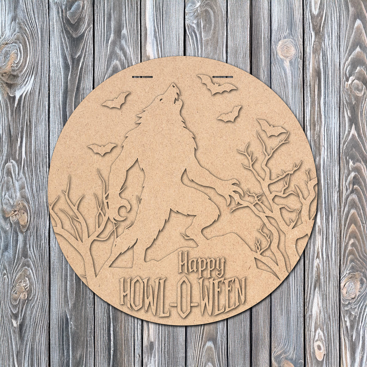 Happy Howl-O-Ween Werewolf Door Hanger - DIY Unfinished Kit - Lvl 1