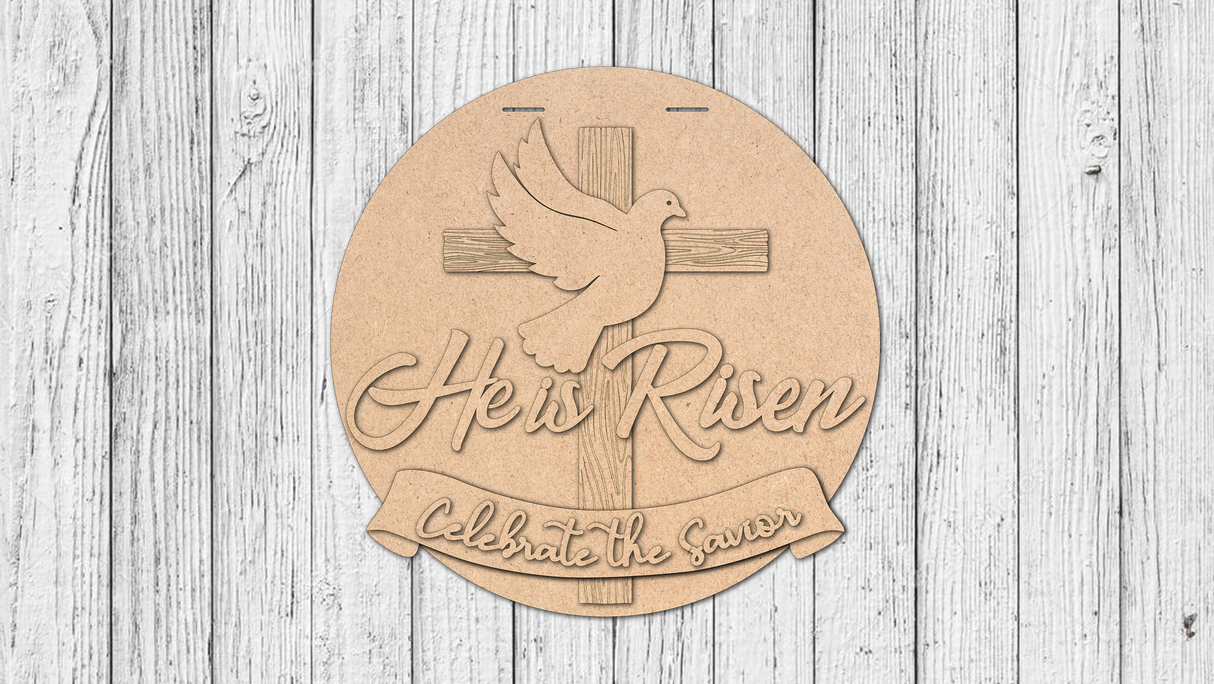 He is Risen Cross and Dove Door Hanger - DIY Unfinished Kit - Lvl 2