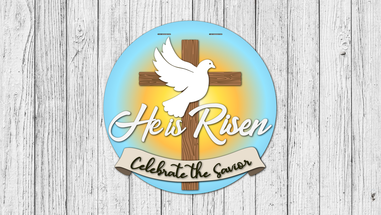 He is Risen Cross and Dove Door Hanger - DIY Unfinished Kit - Lvl 2