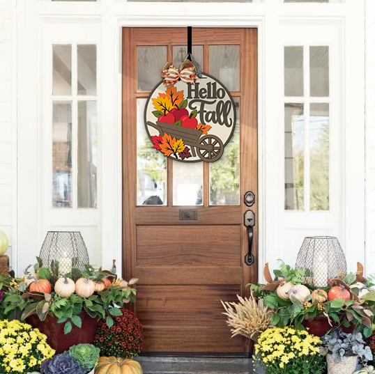 Hello Fall Apples Door Hanger - Finished
