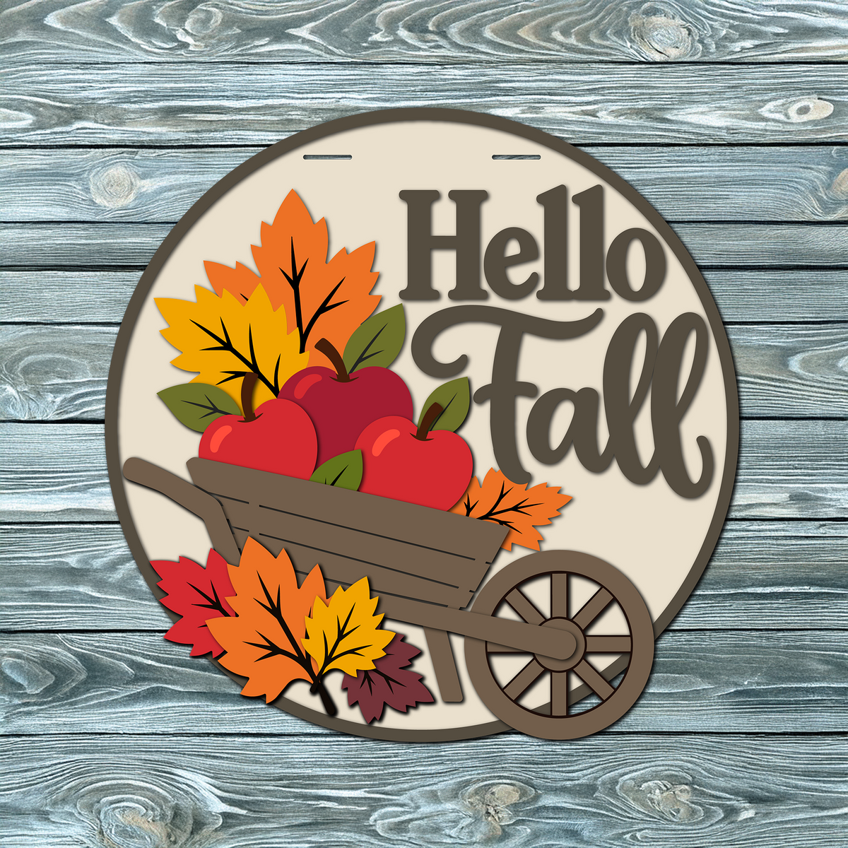 Hello Fall Apples Door Hanger SVG