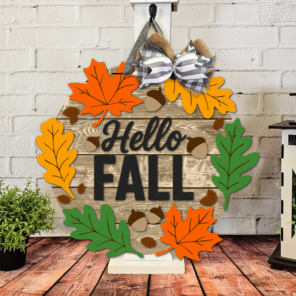 Hello Fall Big Leaves Door Hanger - DIY Unfinished Kit - Lvl 2