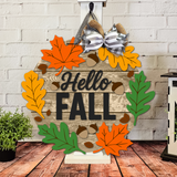 Hello Fall Big Leaves Door Hanger SVG