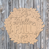 Hello Fall Big Leaves Door Hanger - DIY Unfinished Kit - Lvl 2