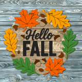 Hello Fall Big Leaves Door Hanger SVG