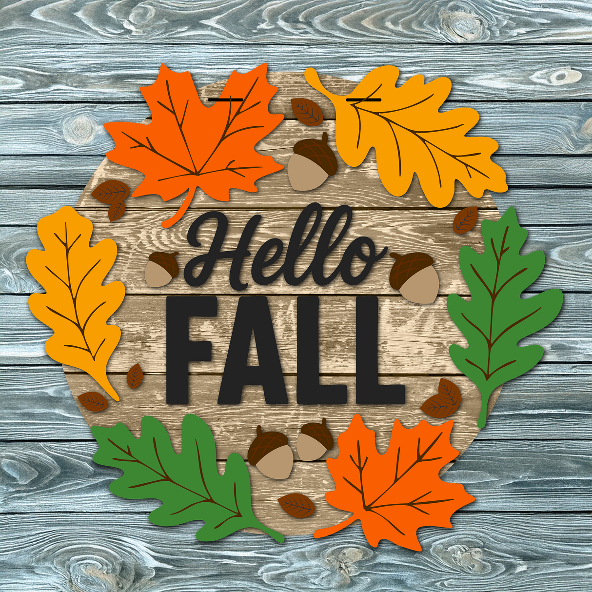 Hello Fall Big Leaves Door Hanger - DIY Unfinished Kit - Lvl 2