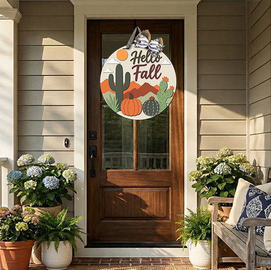 Hello Fall Desert Door Hanger SVG