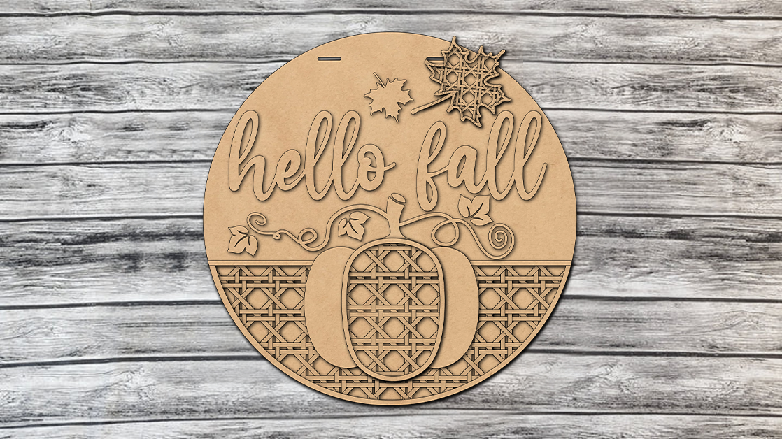 Hello Fall Rattan Pumpkin Door Hanger - LEVEL 1