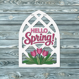 Hello Spring Arch Door Hanger SVG