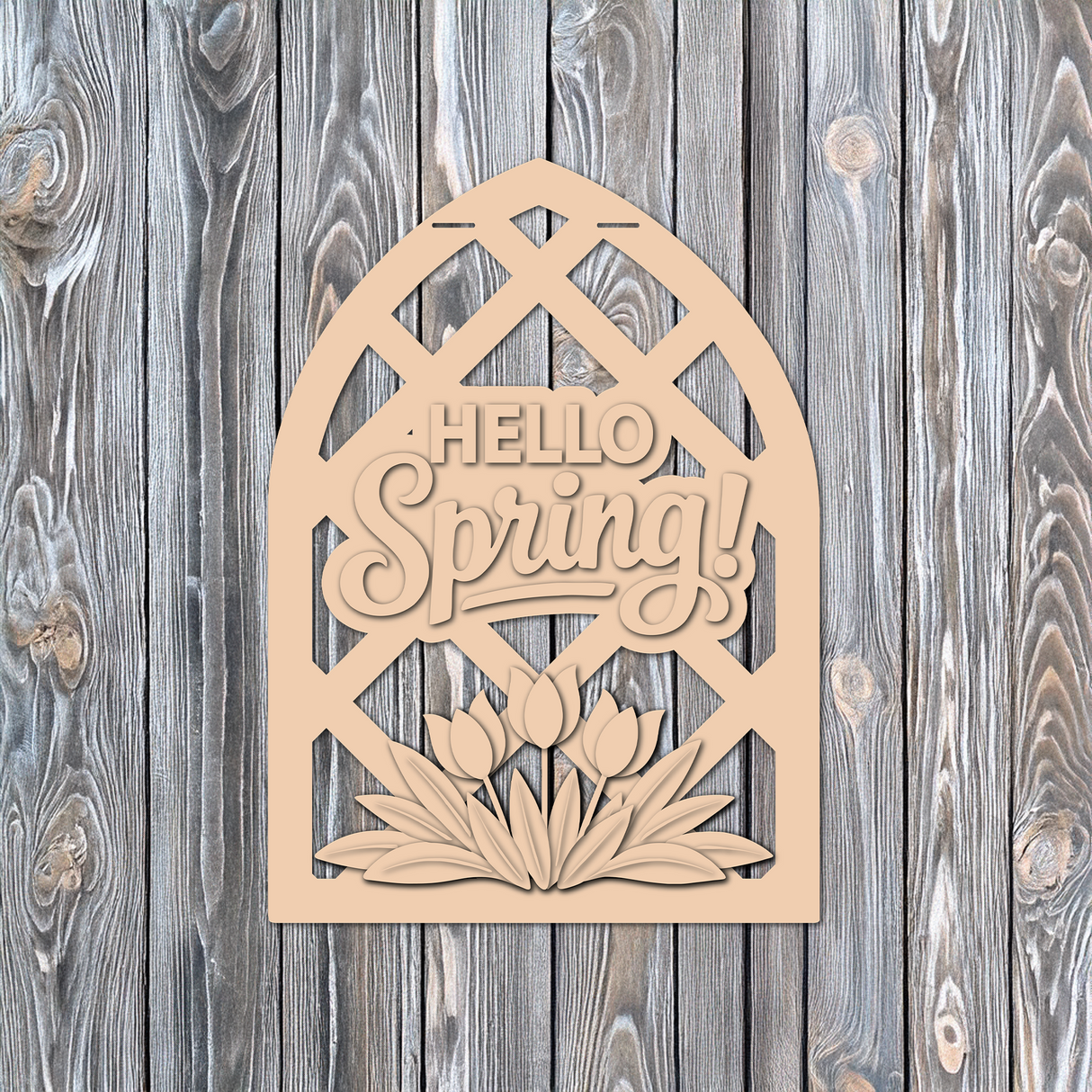 Hello Spring Arch Door Hanger - DIY Unfinished Kit - Lvl 2