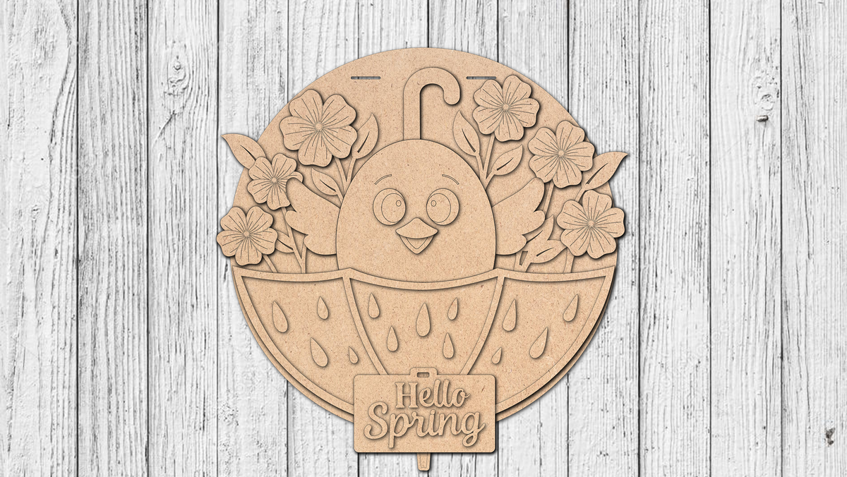 Hello Spring Umbrella Chick Door Hanger - DIY Unfinished Kit - Lvl 2 ...