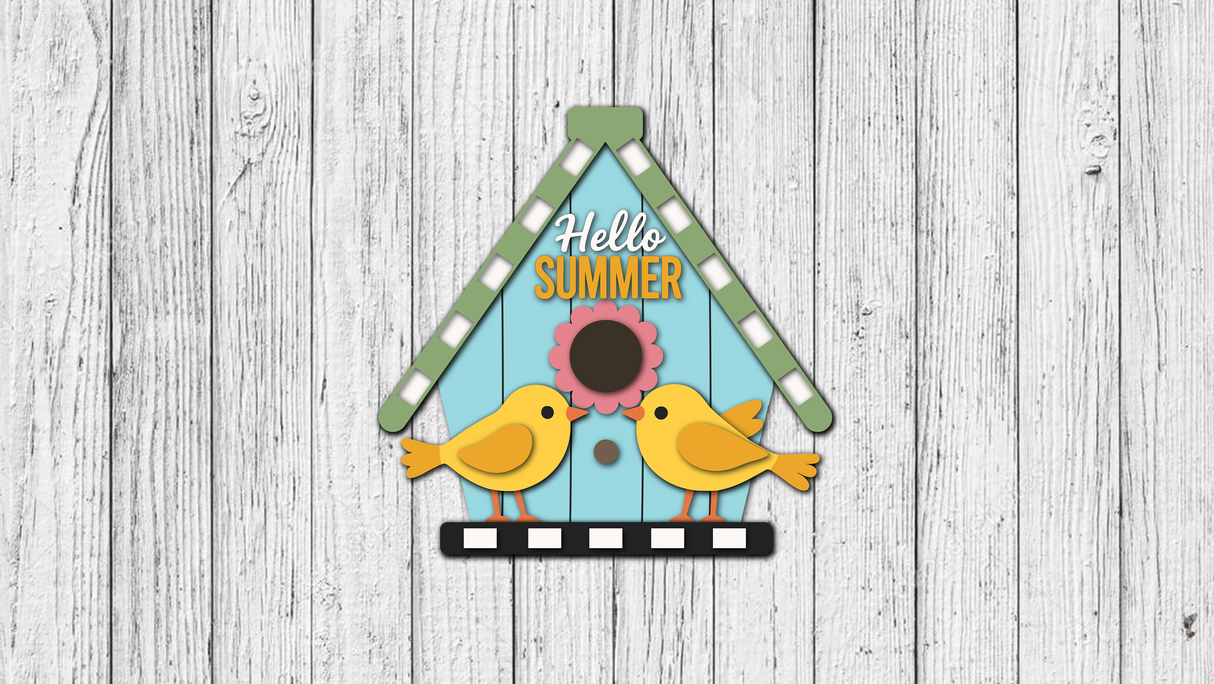 Master It Exclusive: Hello Summer Birdhouse and Birds Tabletop Stander SVG