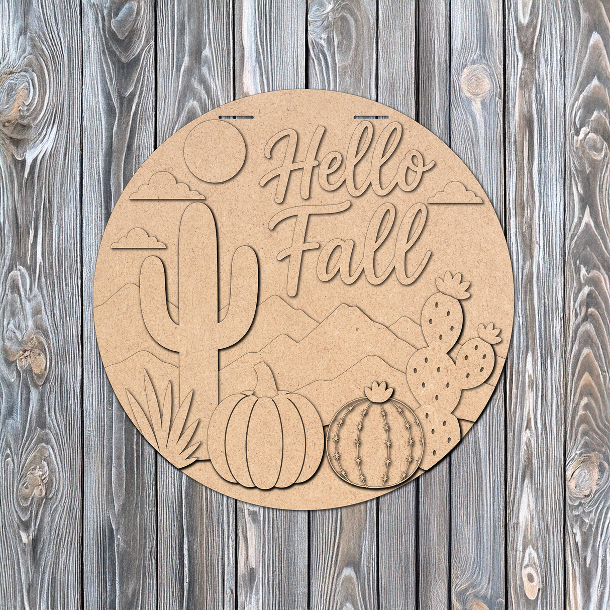 Hello Fall Desert Door Hanger - DIY Unfinished Kit - Lvl 2