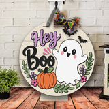 Hey Boo Cute Ghost Door Hanger  - DIY Unfinished Kit - Lvl 2