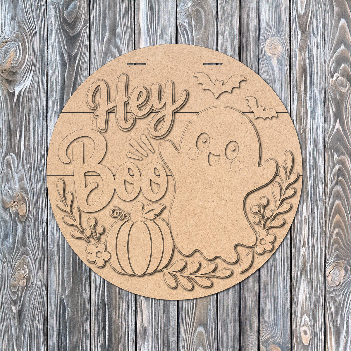 Hey Boo Cute Ghost Door Hanger  - DIY Unfinished Kit - Lvl 2