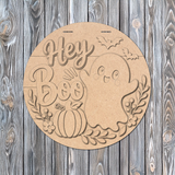 Hey Boo Cute Ghost Door Hanger  - DIY Unfinished Kit - Lvl 2