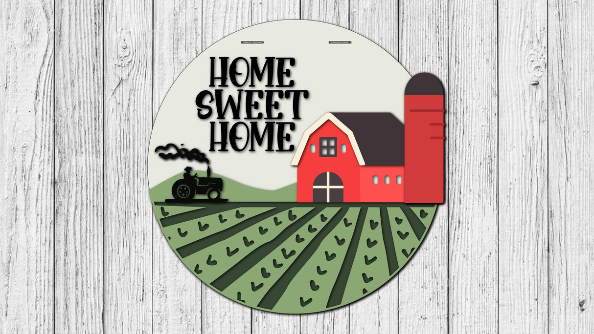 Home Sweet Home Farm Door Hanger SVG