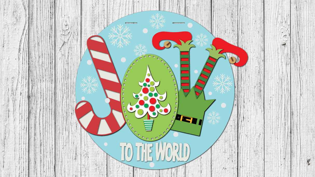 JOY to the world Elf Door Hanger - DIY Unfinished Kit - Lvl 2
