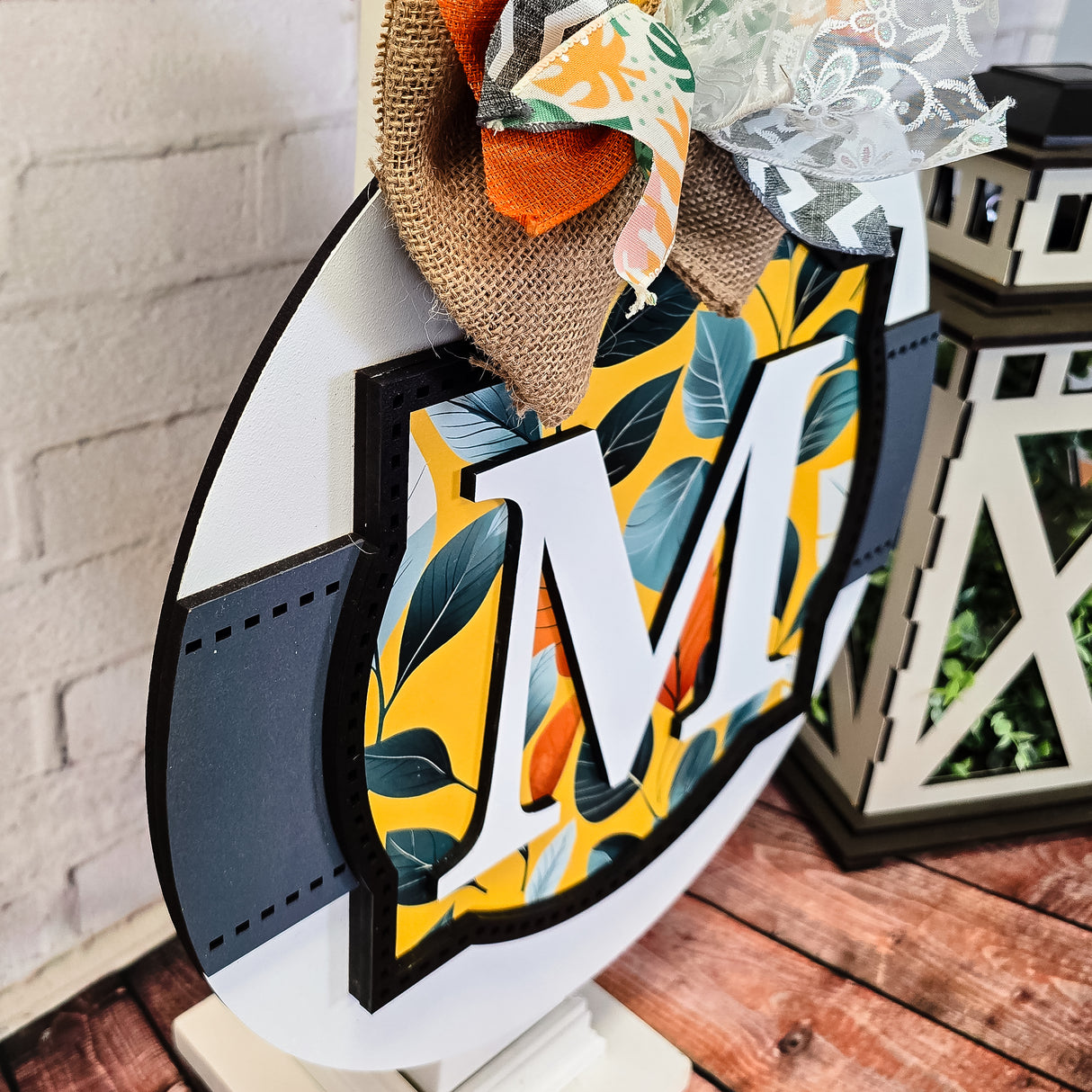 Monogram Frame and Banner Door Hanger SVG