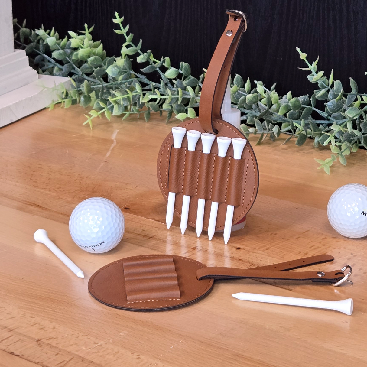 Leatherette Golf Bag Tag & Tee Holder Blank
