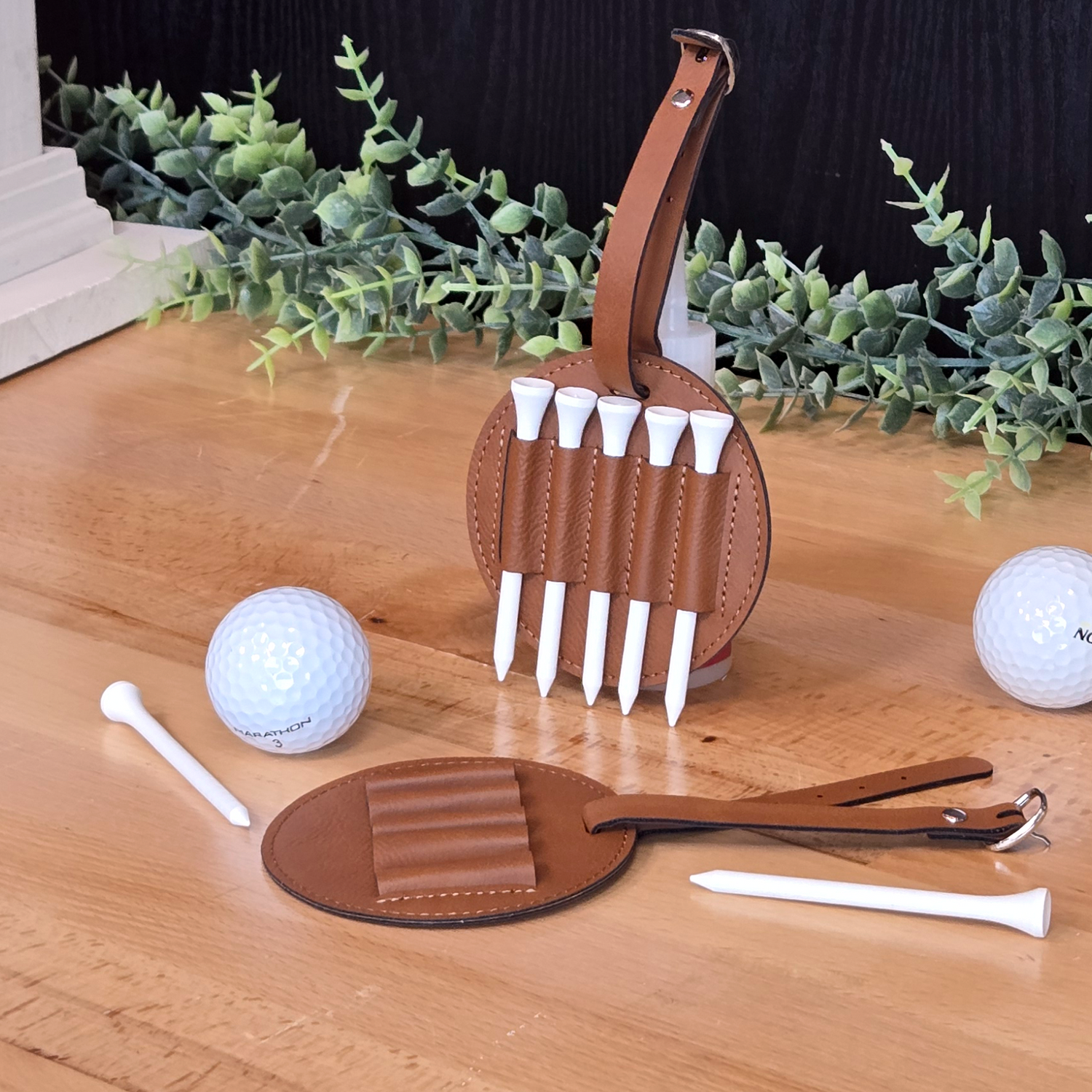 Leatherette Golf Bag Tag & Tee Holder Blank