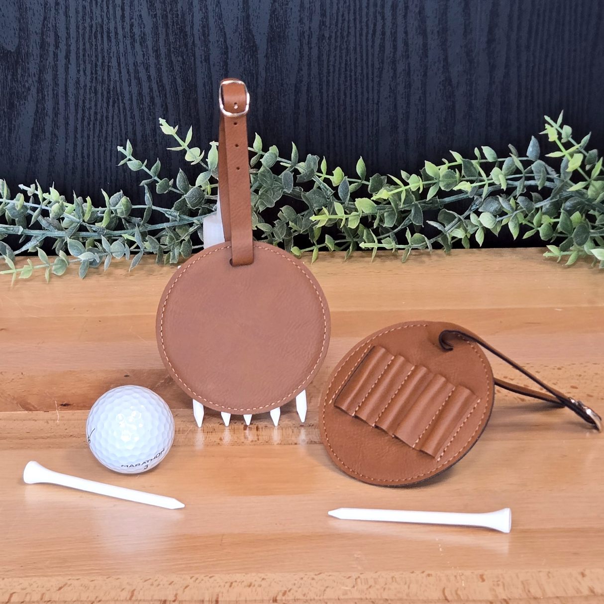 Leatherette Golf Bag Tag & Tee Holder Blank