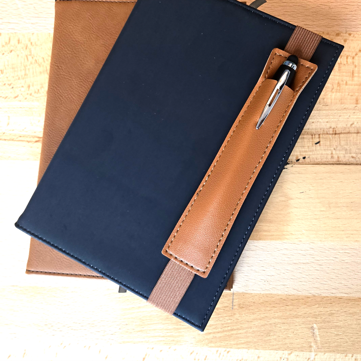 Laserable Leatherette Pen Sleeve Blank | Elastic Notebook Pen Holder
