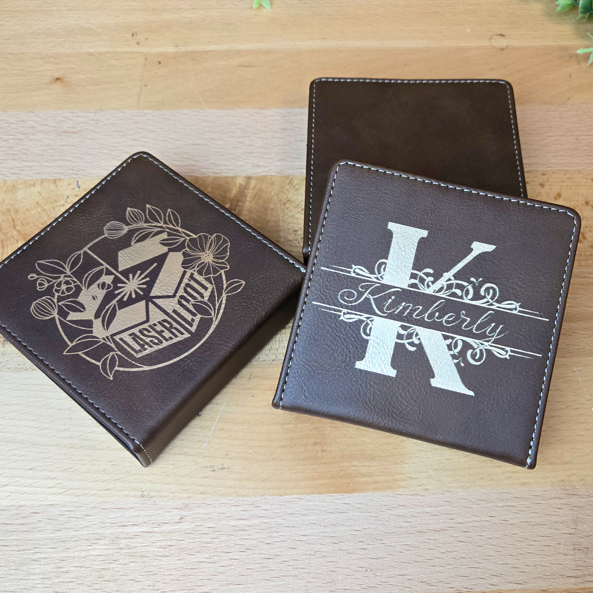 Laserable Leatherette Sticky Note Holder Blank | Desktop Memo Pad Box